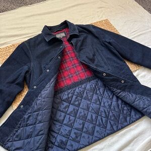 Slate & Stone Denim Jacket with Red Plaid Interior